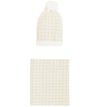 Комплект шапка і снуд Guess White Lurex Gold